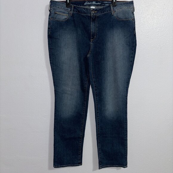 Eddie Bauer Slightly Curvy Straight Jeans Women’s 20 Blue Stretch Denim - Picture 1 of 4